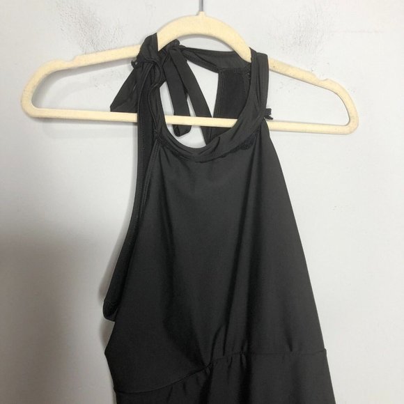 Shein Womens One Piece Swimsuit Black Plus Size 3X Halter Ruched Pool Beach - Picture 3 of 10